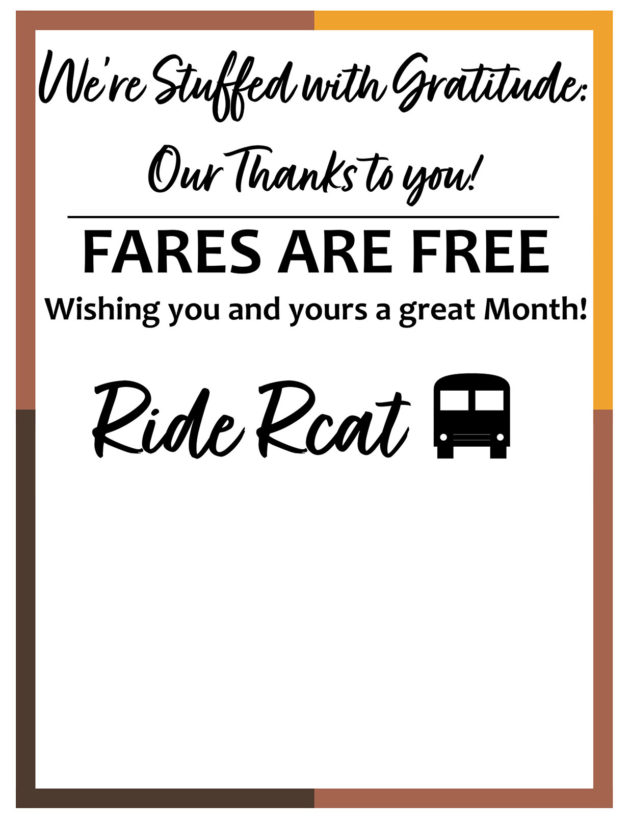 Fare Free Rcat Rides in the month of November - News Image